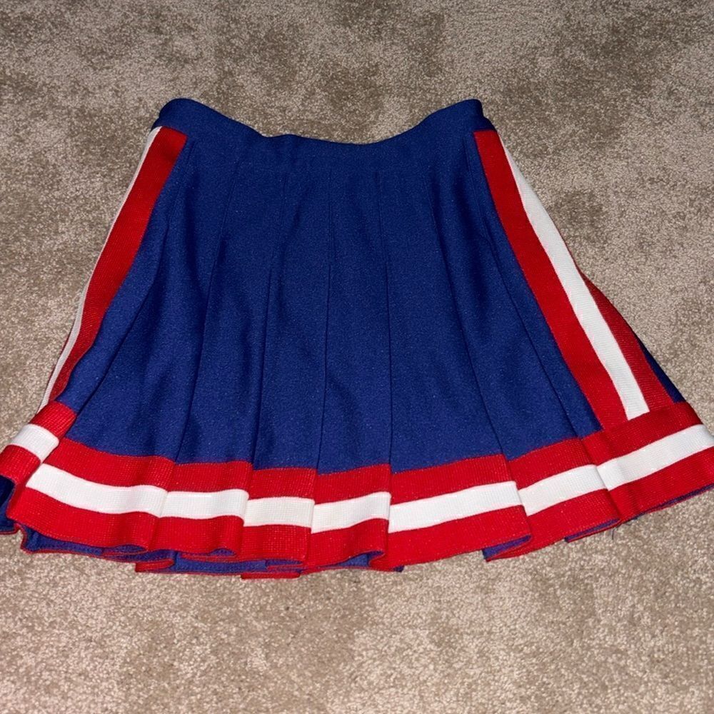 Varsity Blue Red and White Pleated Cheer Skirt